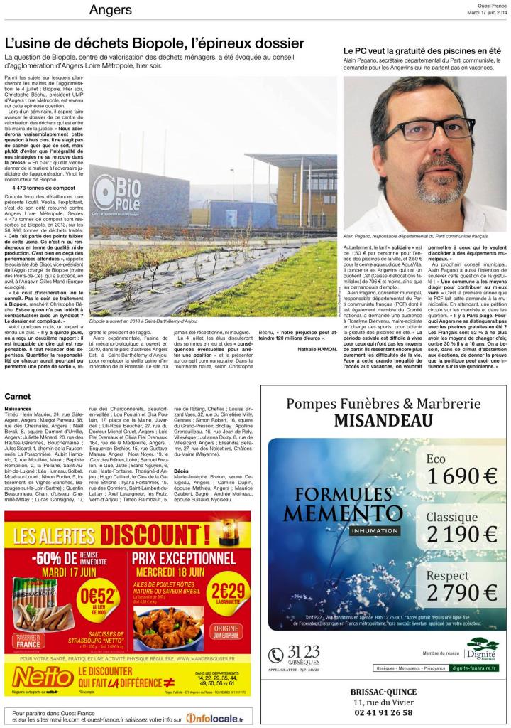 ouest france 17062014 Page 1